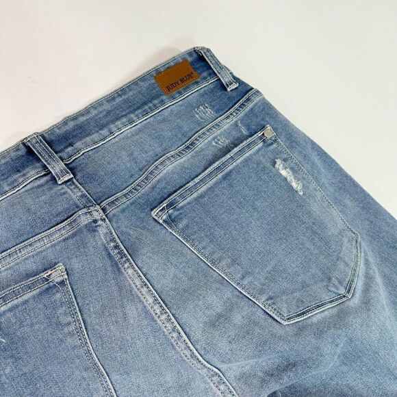 Judy Blue Jeans Womens 14W Blue Medium-Wash Boyfriend Fit Distressed Retro - Picture 9 of 10